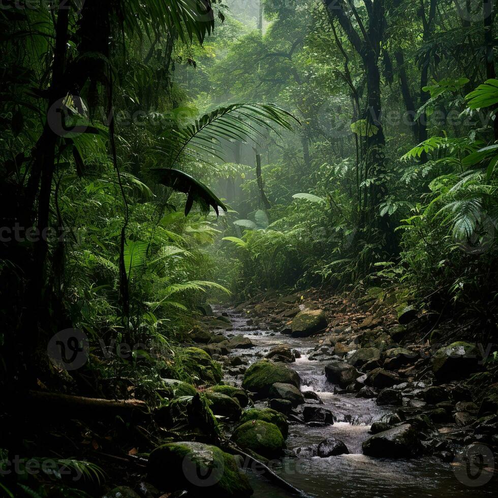bellissimo lussureggiante foreste pluviali nel centrale America. generativo ai foto