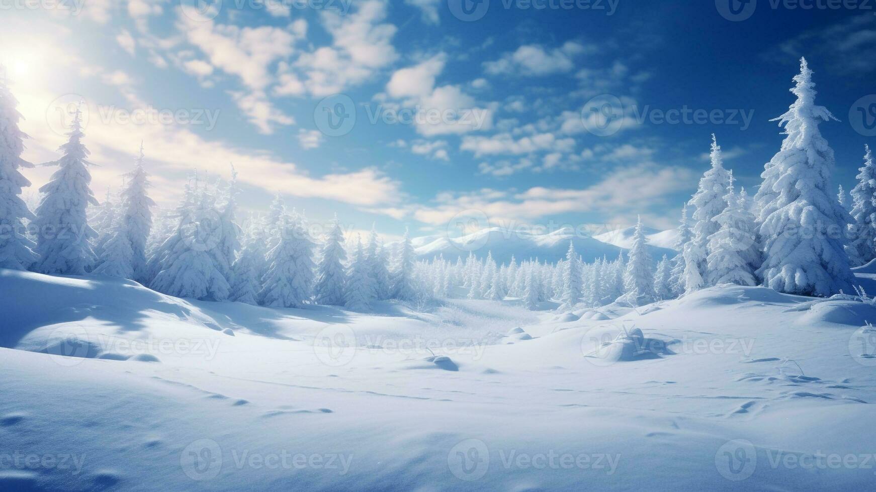 inverno Paese delle meraviglie il sereno bellezza di nevoso paesaggi, ai generativo foto