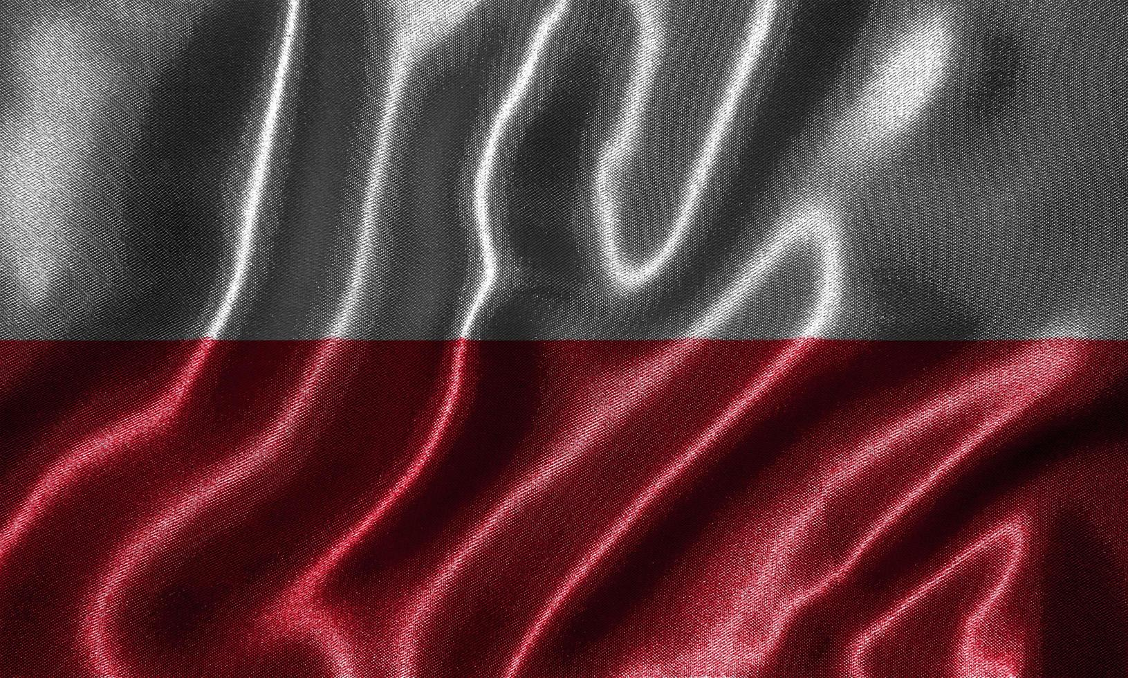 carta da parati della bandiera della polonia e sventolando la bandiera del tessuto. foto
