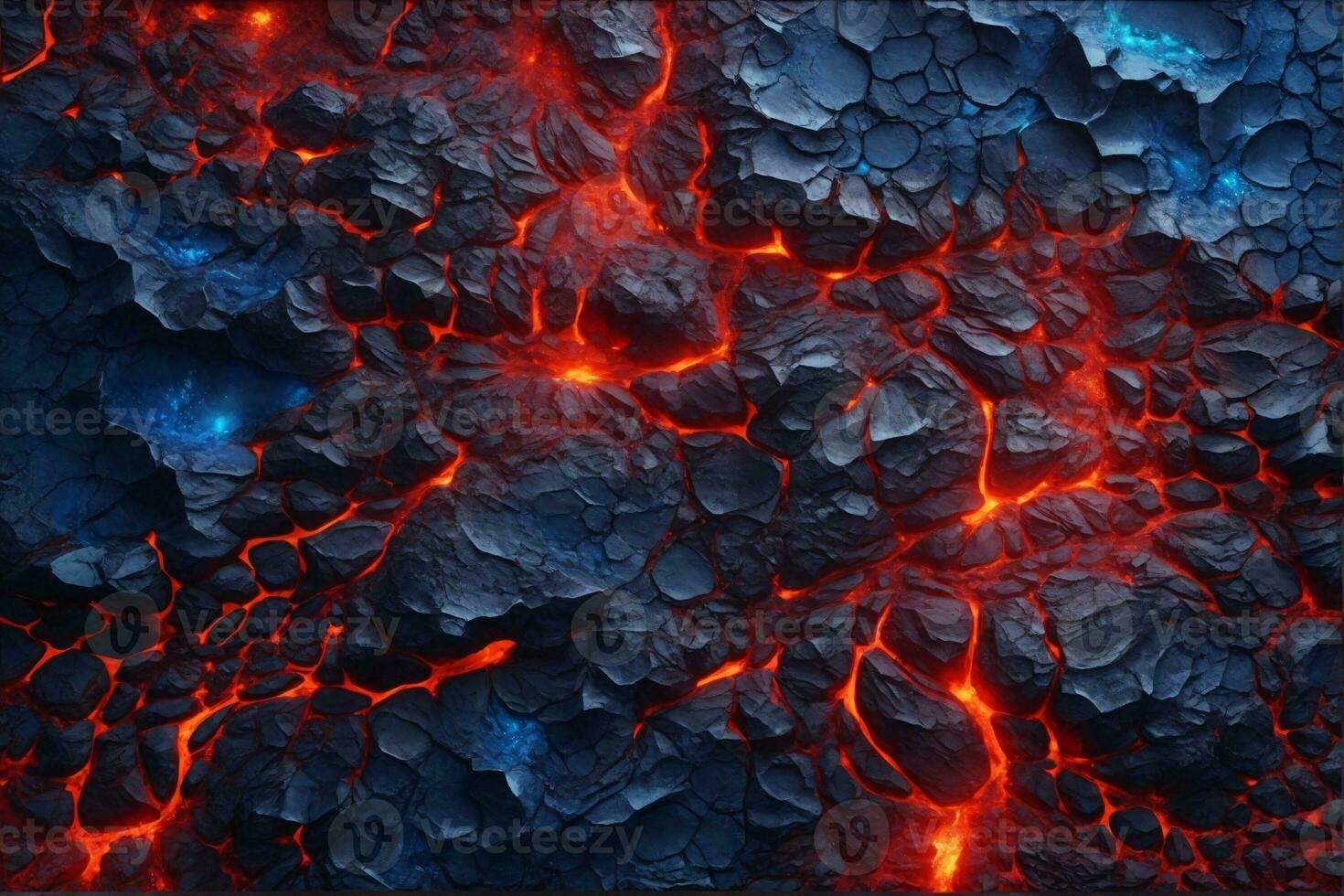 blu e rosso lava struttura sfondo, raggiante lava struttura sfondo, magma fluire, lava fluire, Cracked lava, ai generativo foto