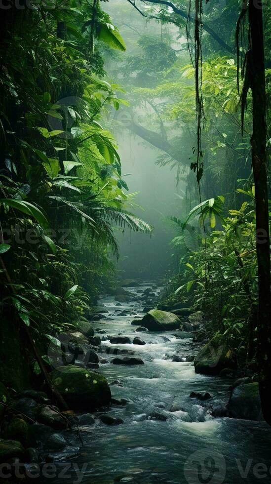 bellissimo lussureggiante foreste pluviali nel centrale America. generativo ai foto