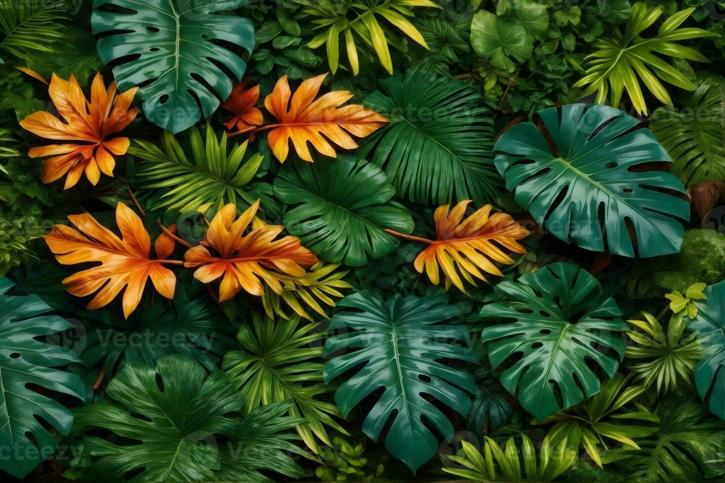 tropicale le foglie sfondo, esotico le foglie sfondo, tropicale le foglie sfondo, giungla le foglie sfondo, le foglie sfondo, ai generativo foto