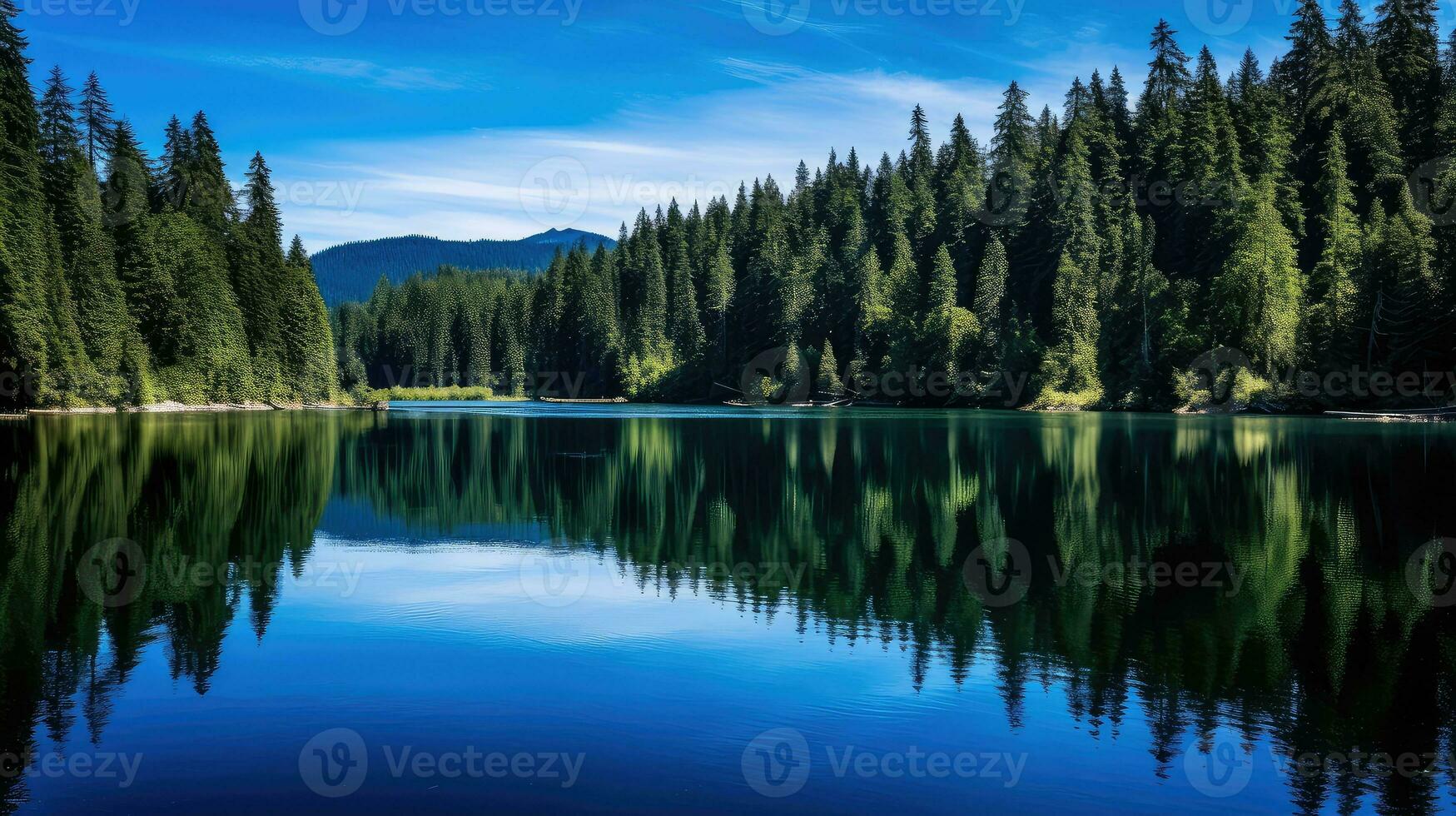 albero blu Visualizza foresta paesaggio ai generato foto