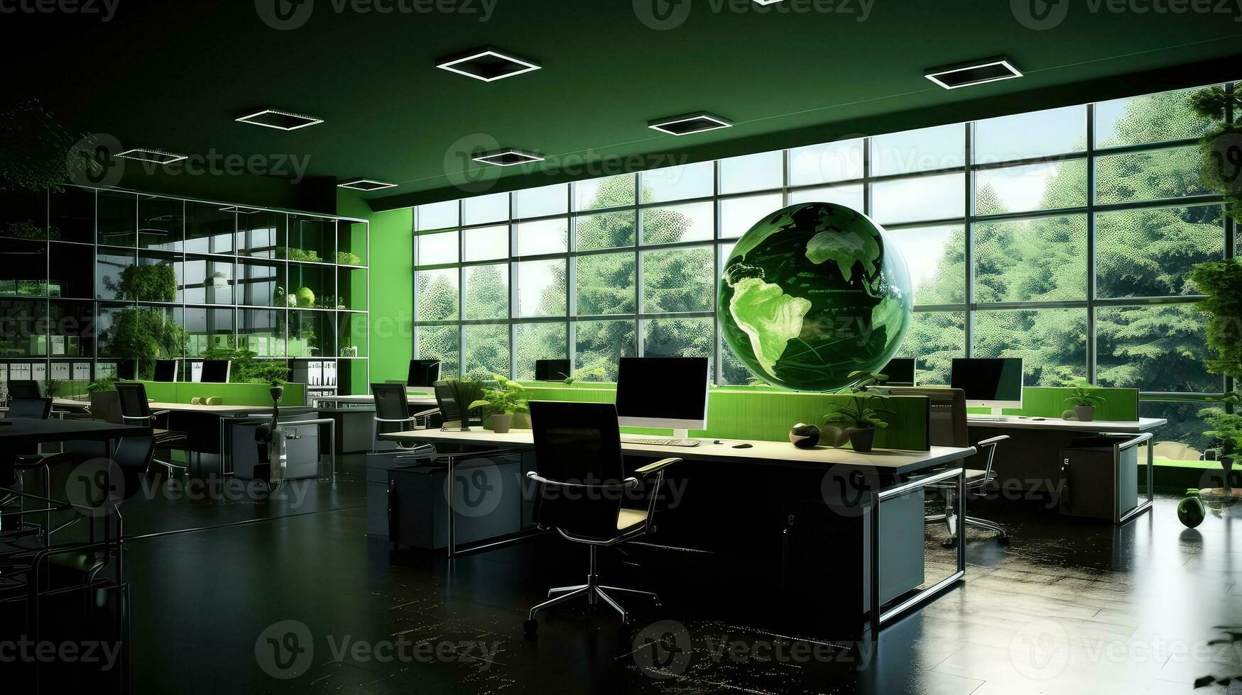 pianeta spazio ufficio verde sfondo ai generato foto