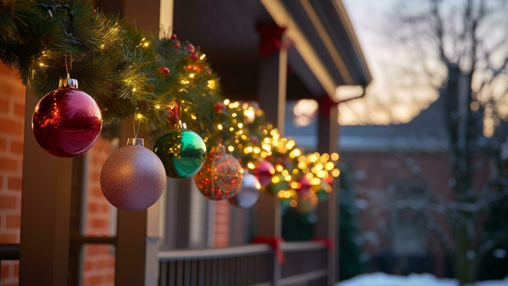 Magia di festivo luci vacanza decorazioni fotografia, ai generativo foto