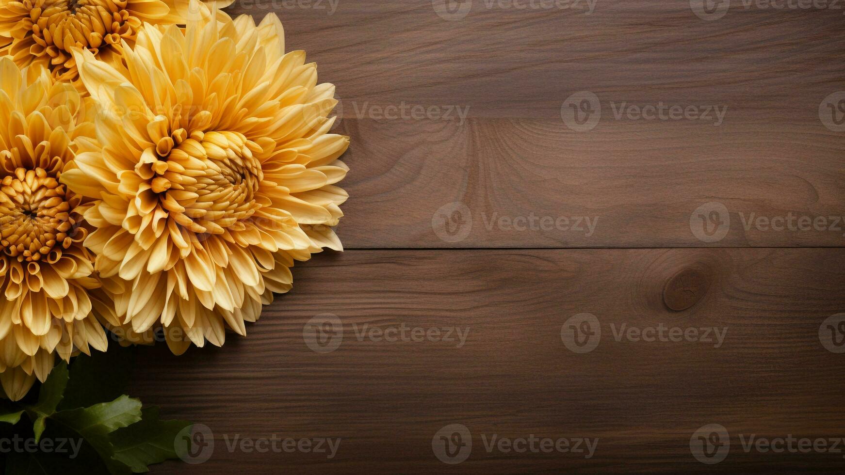 crisantemo fiore su legna sfondo con copia spazio, ai generativo foto