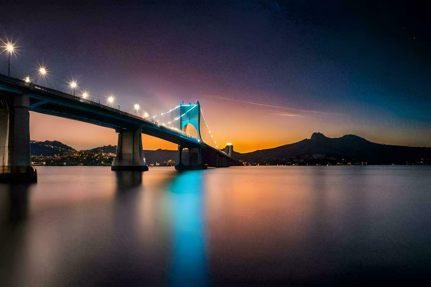 il ponte a notte con un' lungo esposizione. ai-generato foto