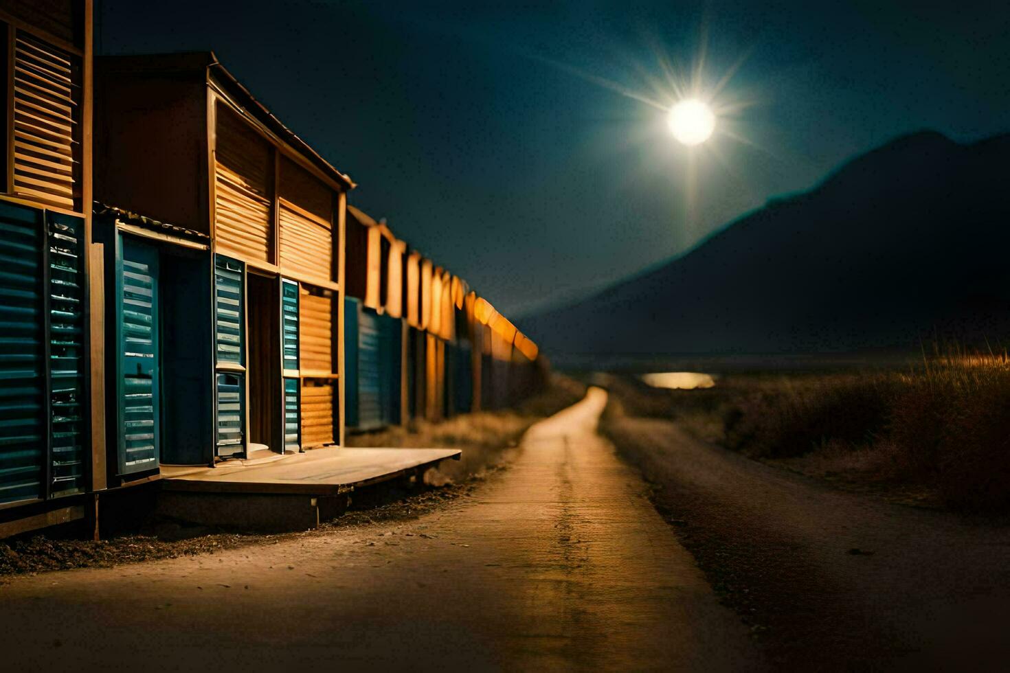 foto sfondo il Luna, notte, il spiaggia, il Luna, il spiaggia, il chiaro di luna. ai-generato