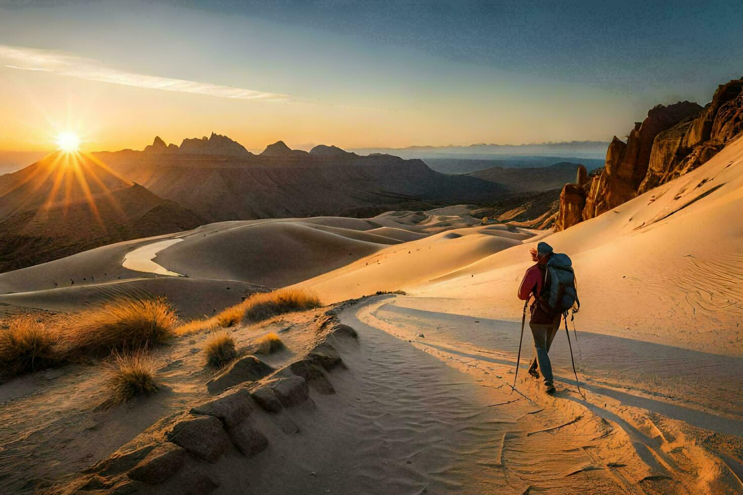 il deserto a tramonto. ai-generato foto