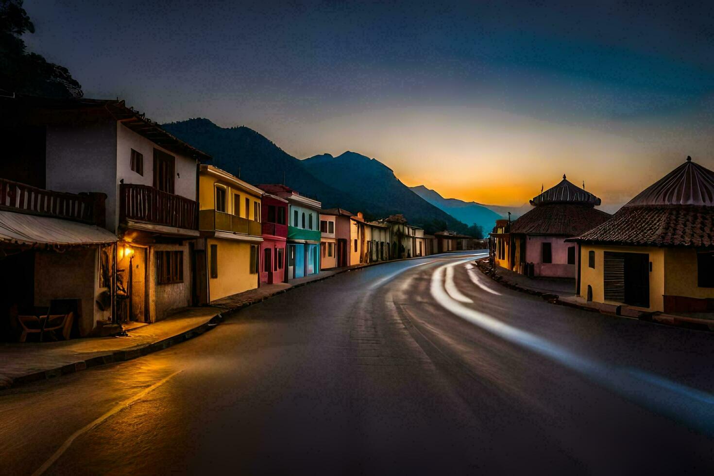 un' strada nel il cittadina di persona, Colombia. ai-generato foto