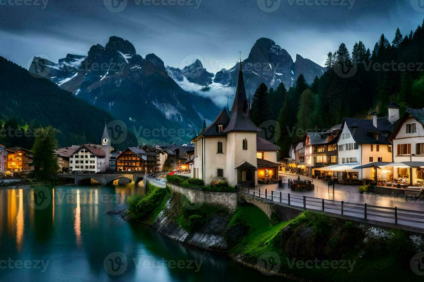 il villaggio di altenburg nel il Alpi, Svizzera. ai-generato foto