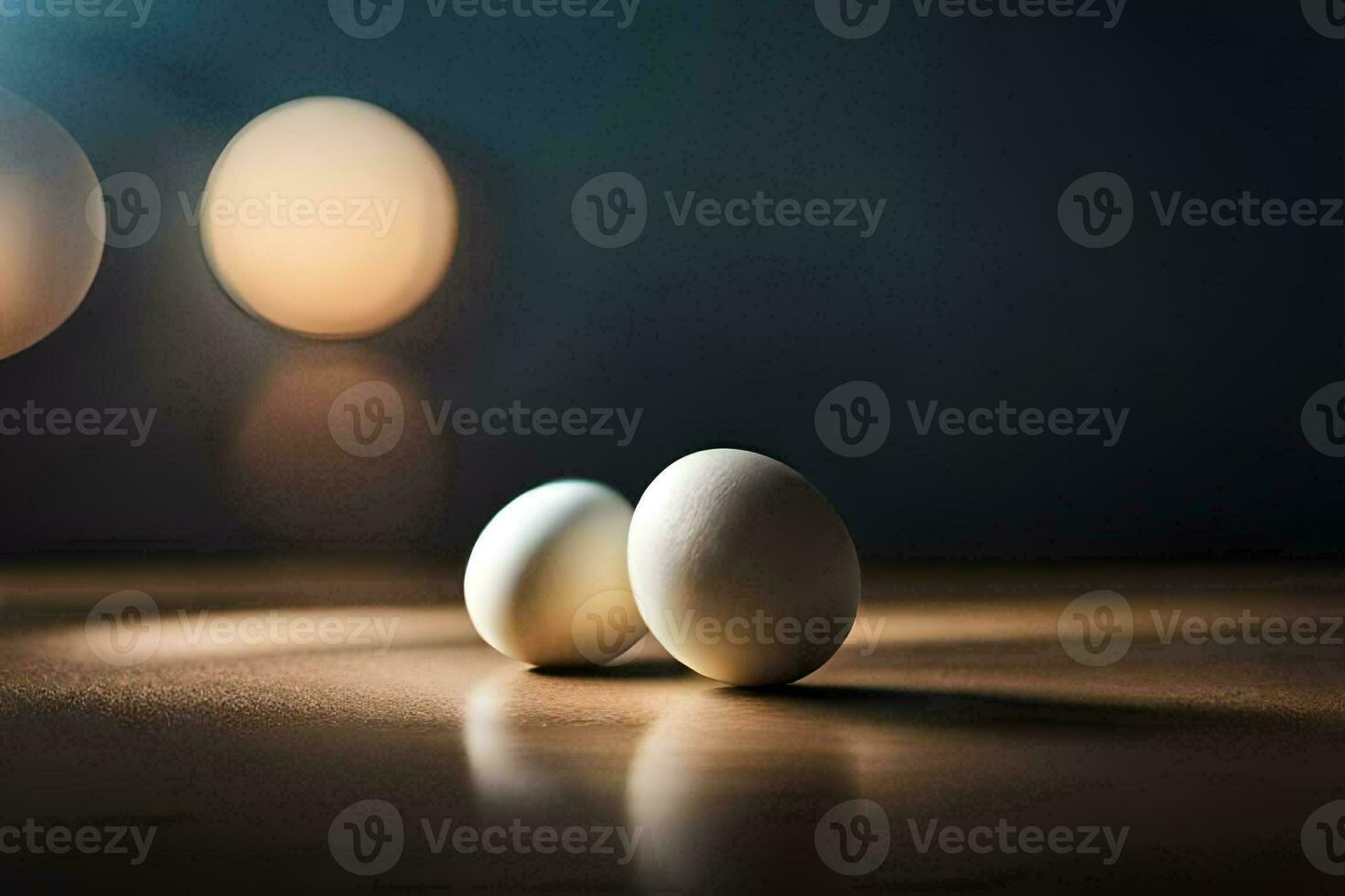 Due uova su un' tavolo con un' sfocato sfondo. ai-generato foto