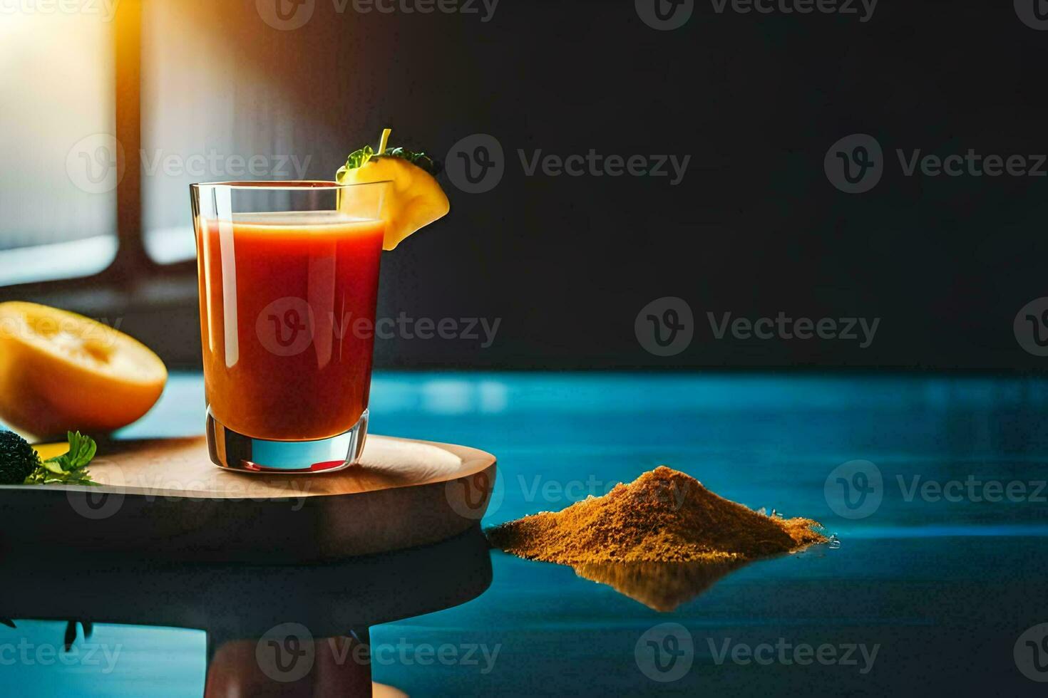 un' bicchiere di succo con un Mela e spezie. ai-generato foto