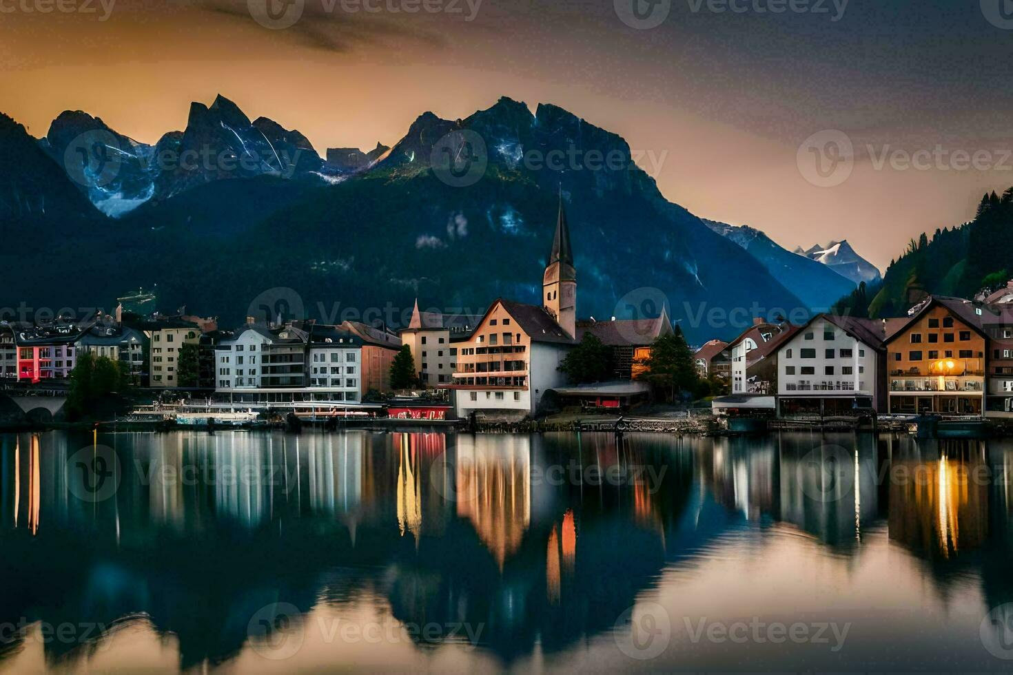 il cittadina di Hallstatt, Austria. ai-generato foto