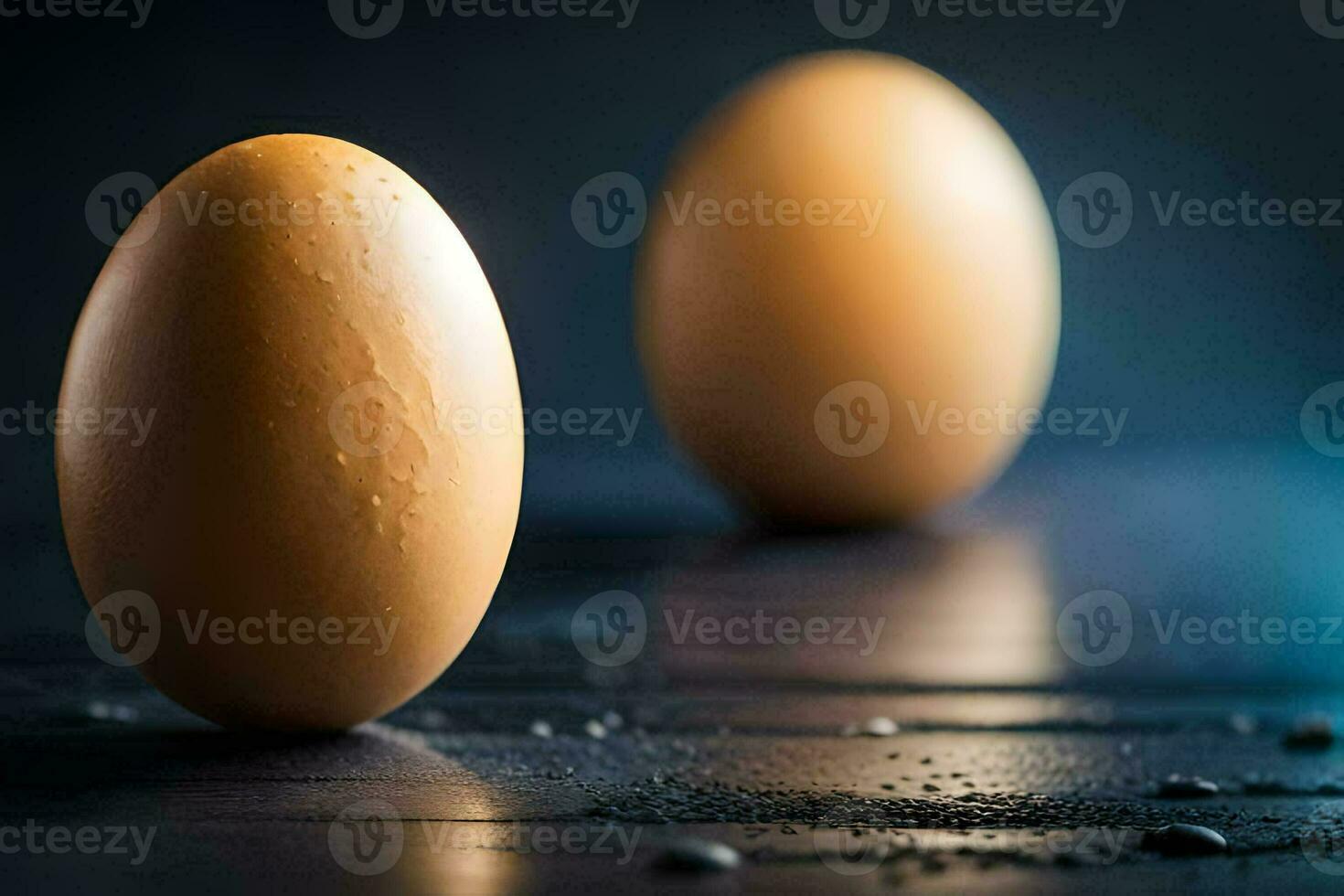 Due uova su un' buio superficie. ai-generato foto