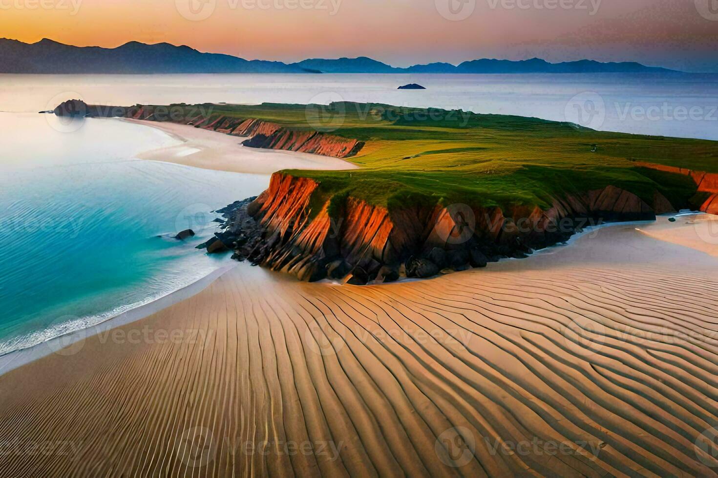 un' bellissimo spiaggia con sabbia dune e acqua. ai-generato foto