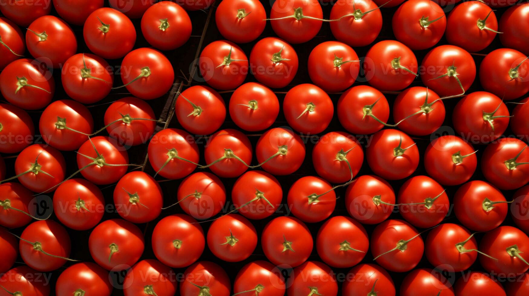 un' mazzo di rosso pomodori su un' tavolo. il pomodori siamo di diverso forme e taglie, la creazione di un' visivamente attraente Schermo. ai generativo foto