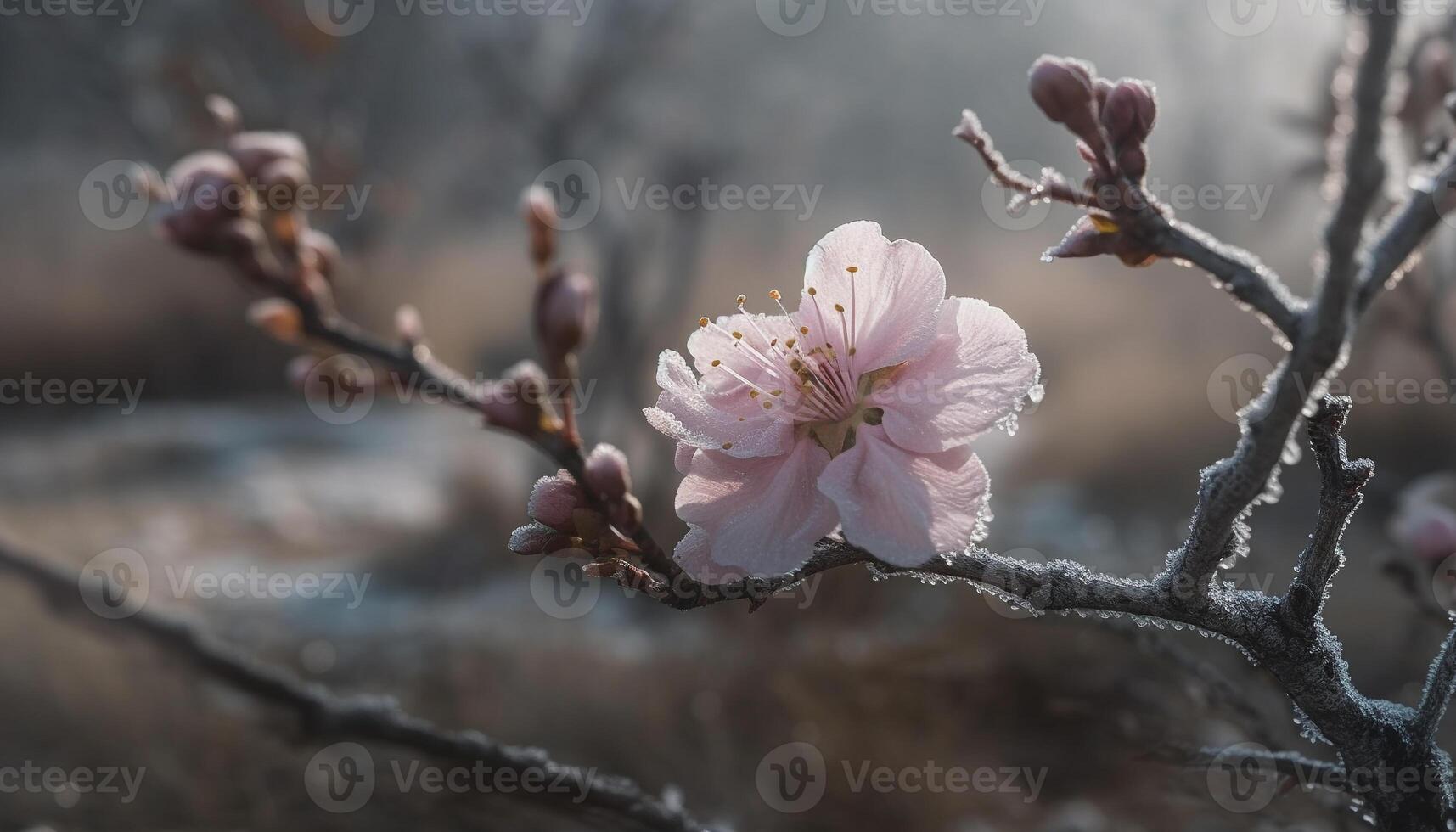 ciliegia fiorire ramo, rosa petalo fioritura bellezza generato di ai foto