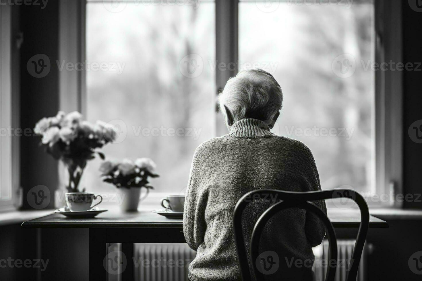 anziano persona nel domestico solitudine visualizzazione profondo solitudine e tristezza foto
