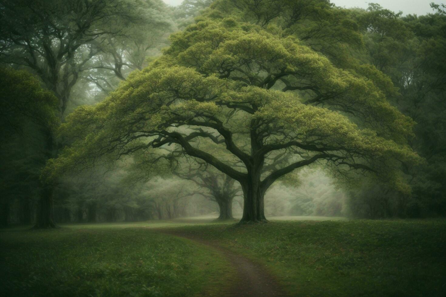 ai generato. ai generativo. bellissimo verde amazon foresta paesaggio a tramonto Alba. avventura Esplorare aria dron Visualizza vibrazione. grafico arte foto