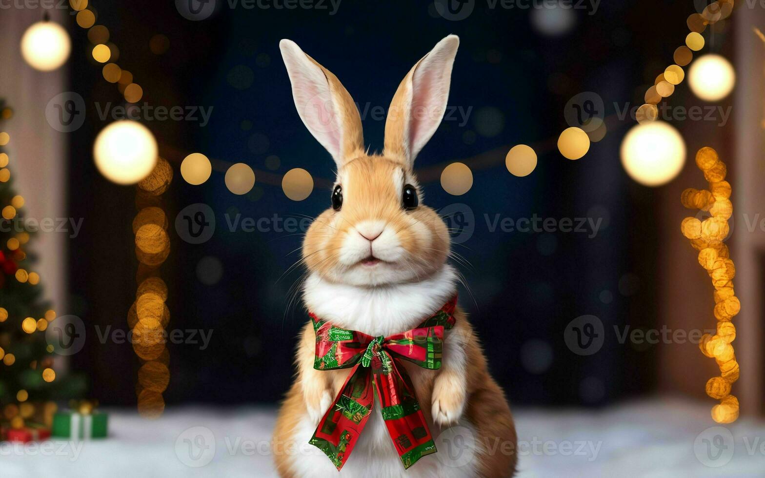 coniglietto festeggiare Natale nel stile ai generato foto