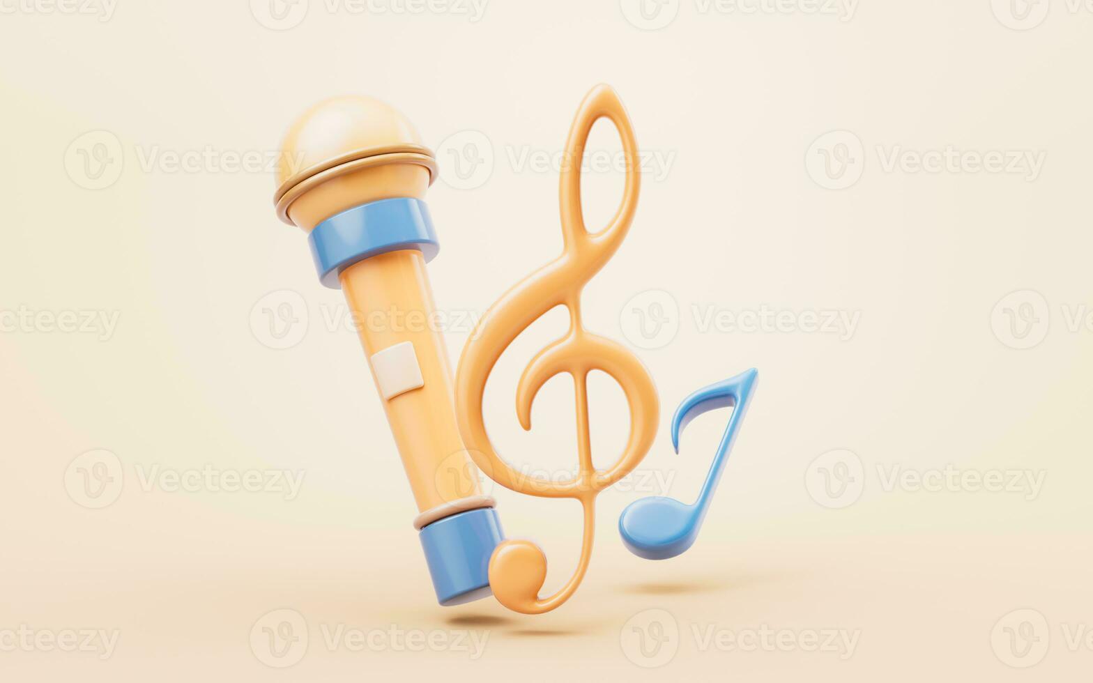 musica strumenti con cartone animato stile, 3d resa. foto