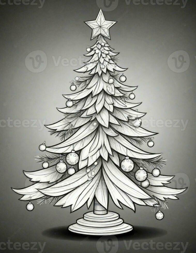 grafica colorazione pagina con Natale albero foto