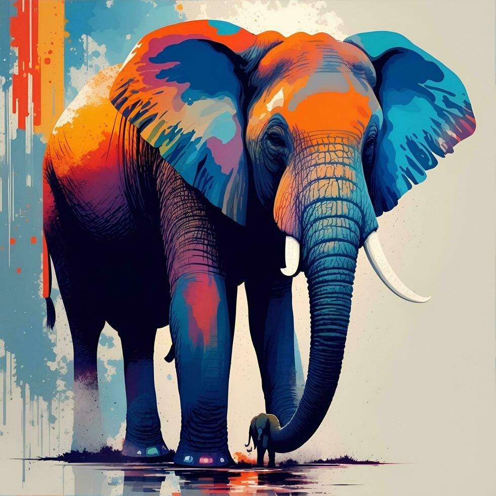 adulto elefante disegnato utilizzando wpap arte stile, pop arte foto