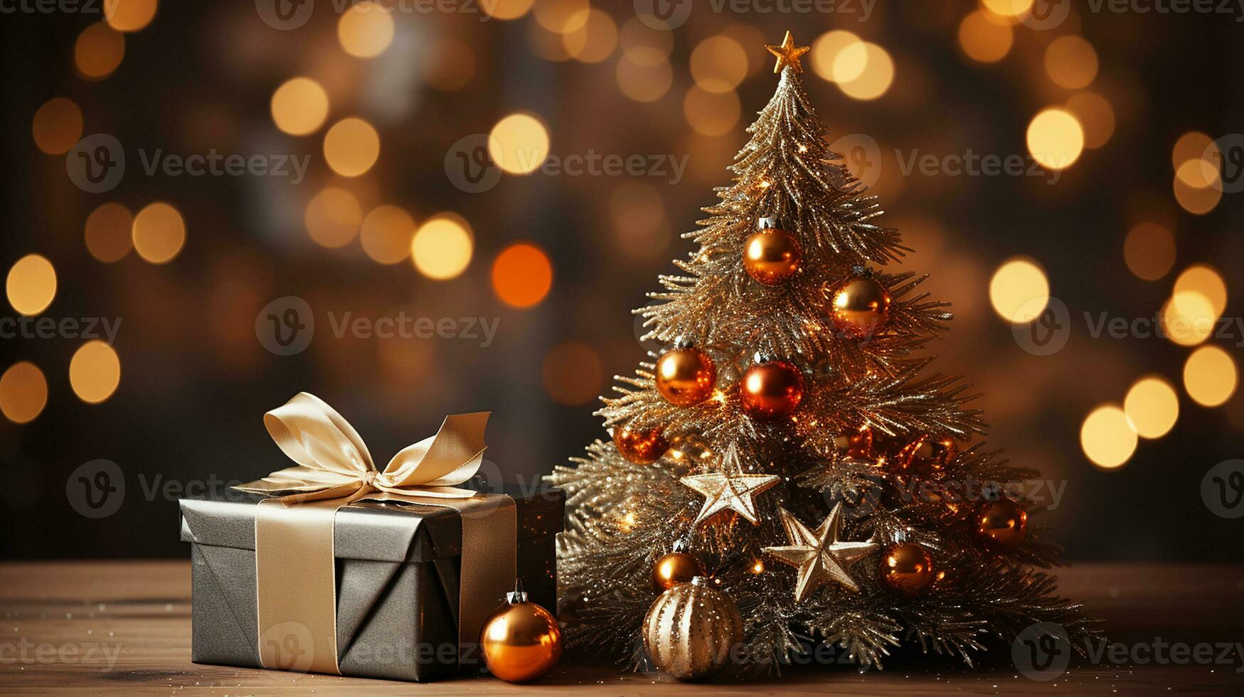 Natale decorazioni e i regali sfondo, ai generato foto