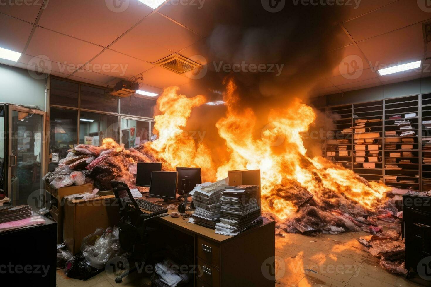 situazione ufficio fuoco di partenza scenari professionale pubblicità fotografia ai generato foto