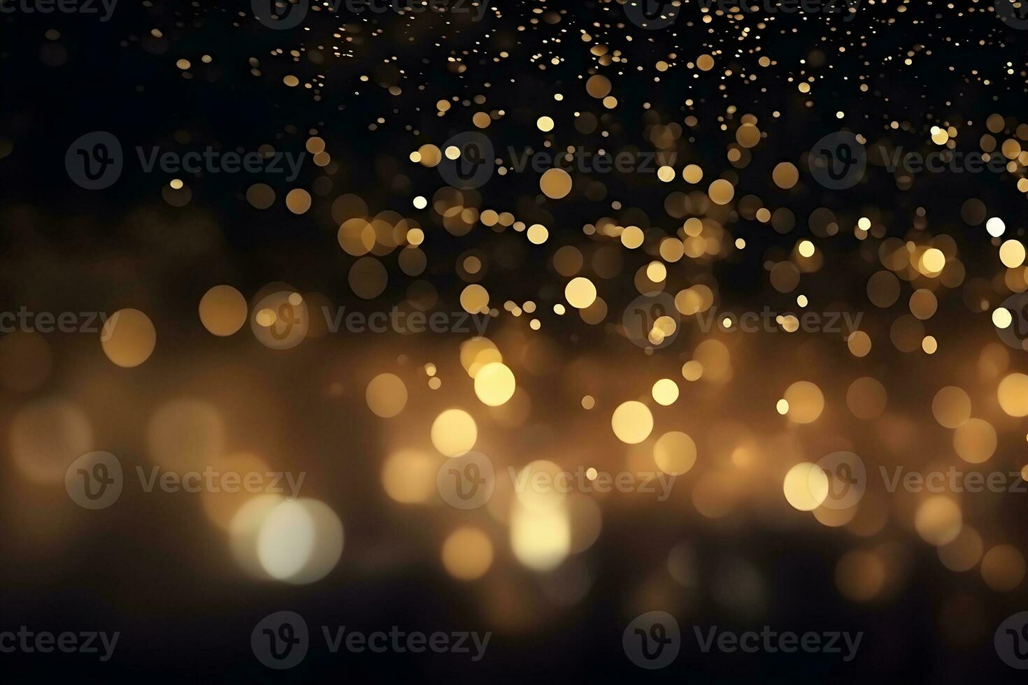 lusso d'oro offuscato bokeh polvere su nero sfondi, ai generativo foto