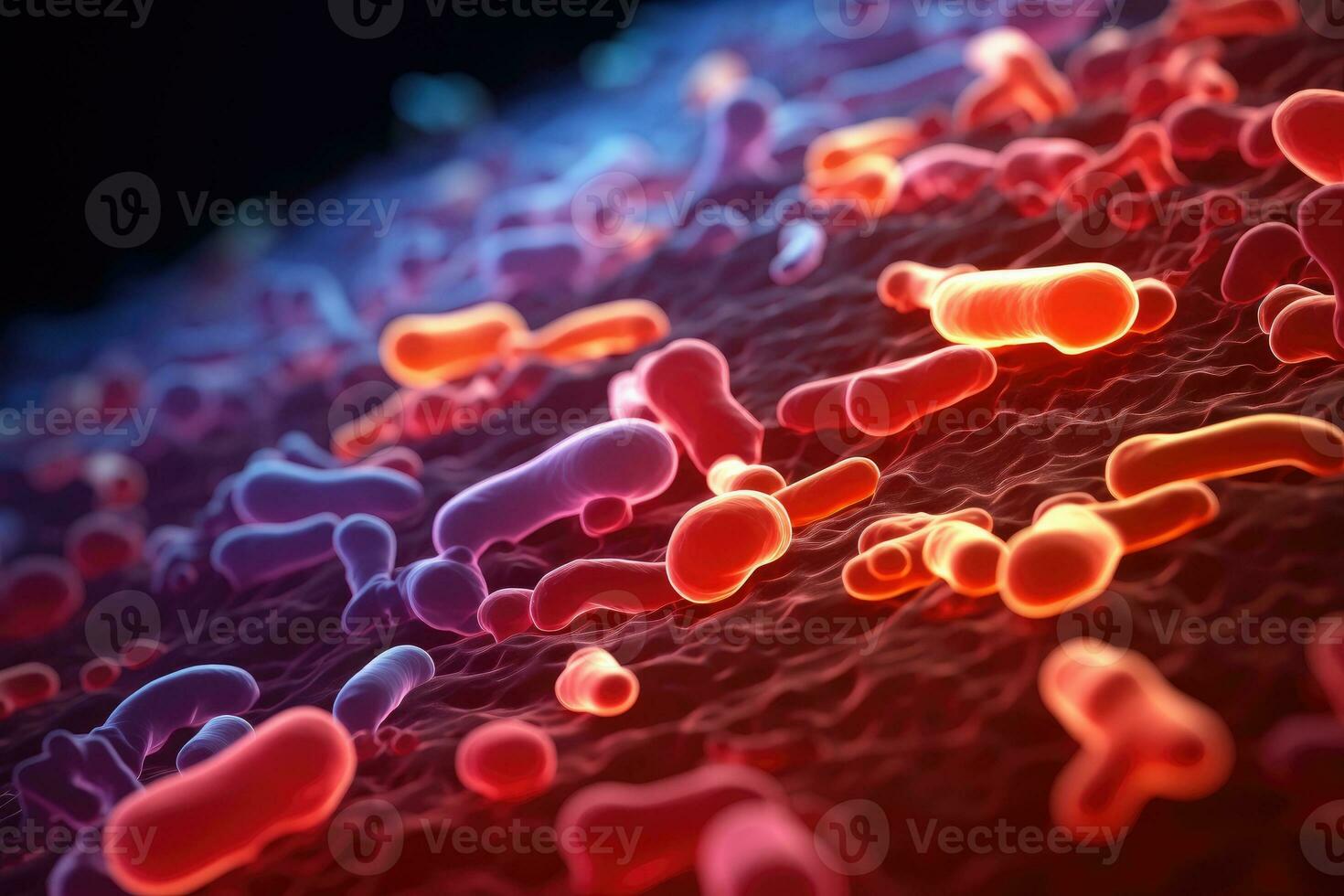 batteri nel microscopico Visualizza ai generato foto