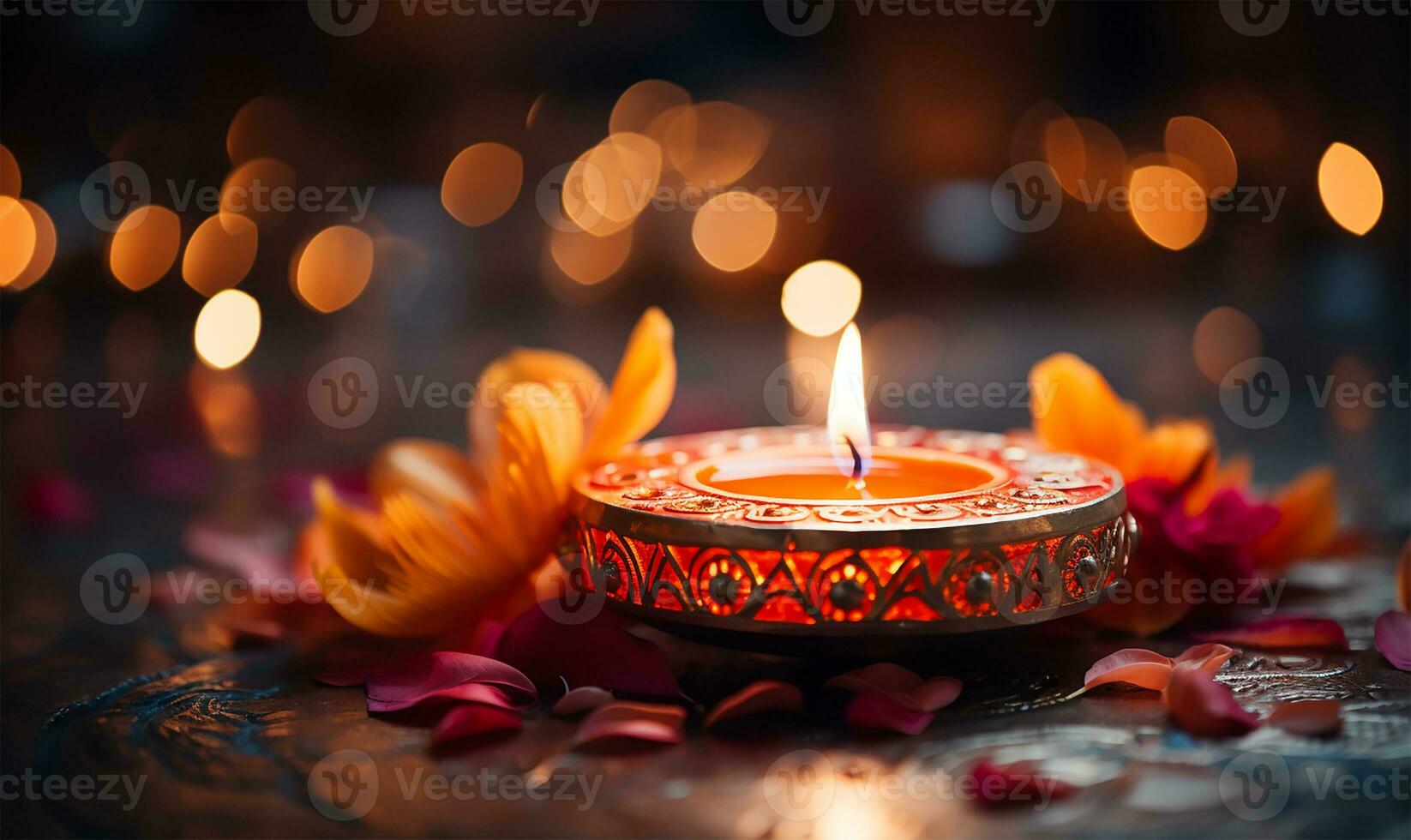 meravigliosamente illuminato Diwali candela. ai generato foto