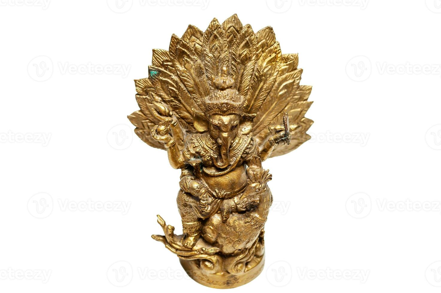 indù Dio di ganesha fatto a mano scultura è isolato su un' bianca sfondo. foto