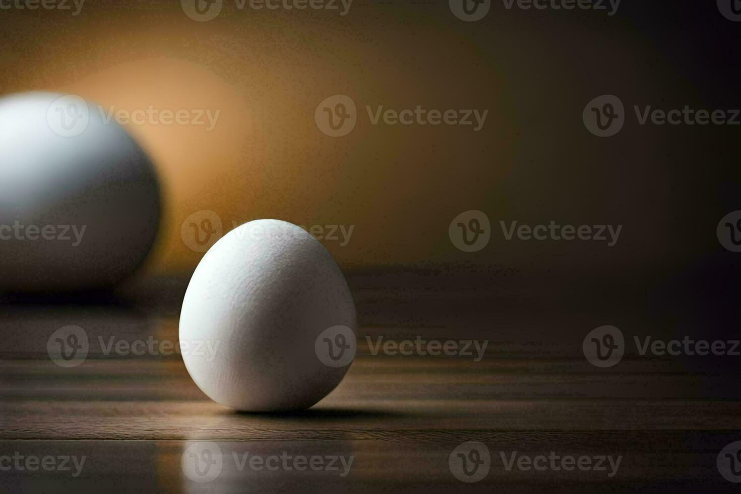 un uovo seduta su un' tavolo con un' sfondo. ai-generato foto