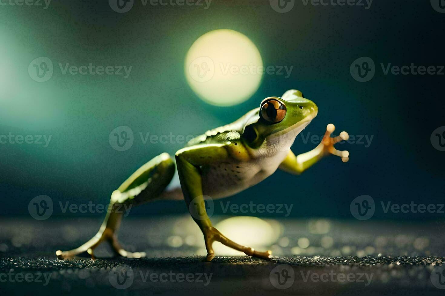 un' rana è in piedi su suo posteriore gambe. ai-generato foto