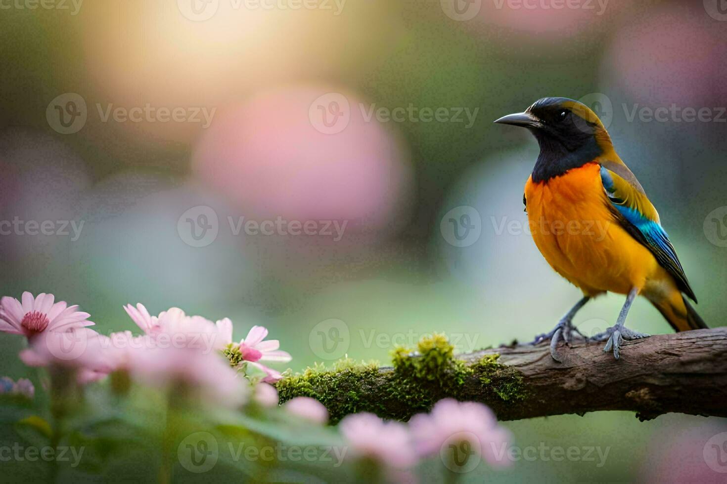 foto sfondo il cielo, fiori, uccello, uccello, uccello, uccello, uccello, uccello,. ai-generato