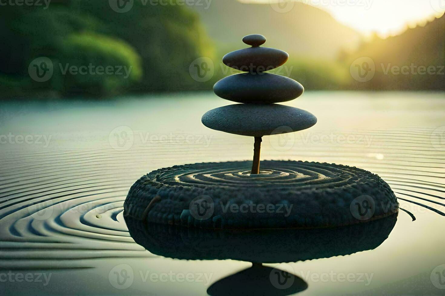 equilibrio, zen, zen meditazione, zen meditazione, zen meditazione azione fotografie e. ai-generato