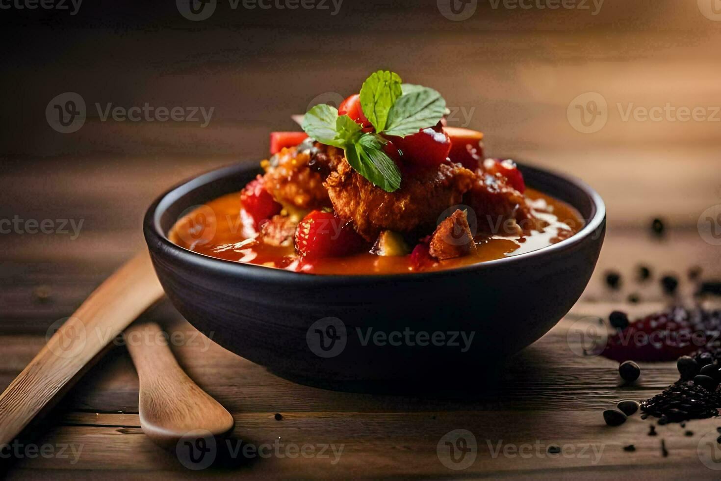 pollo curry nel un' ciotola. ai-generato foto