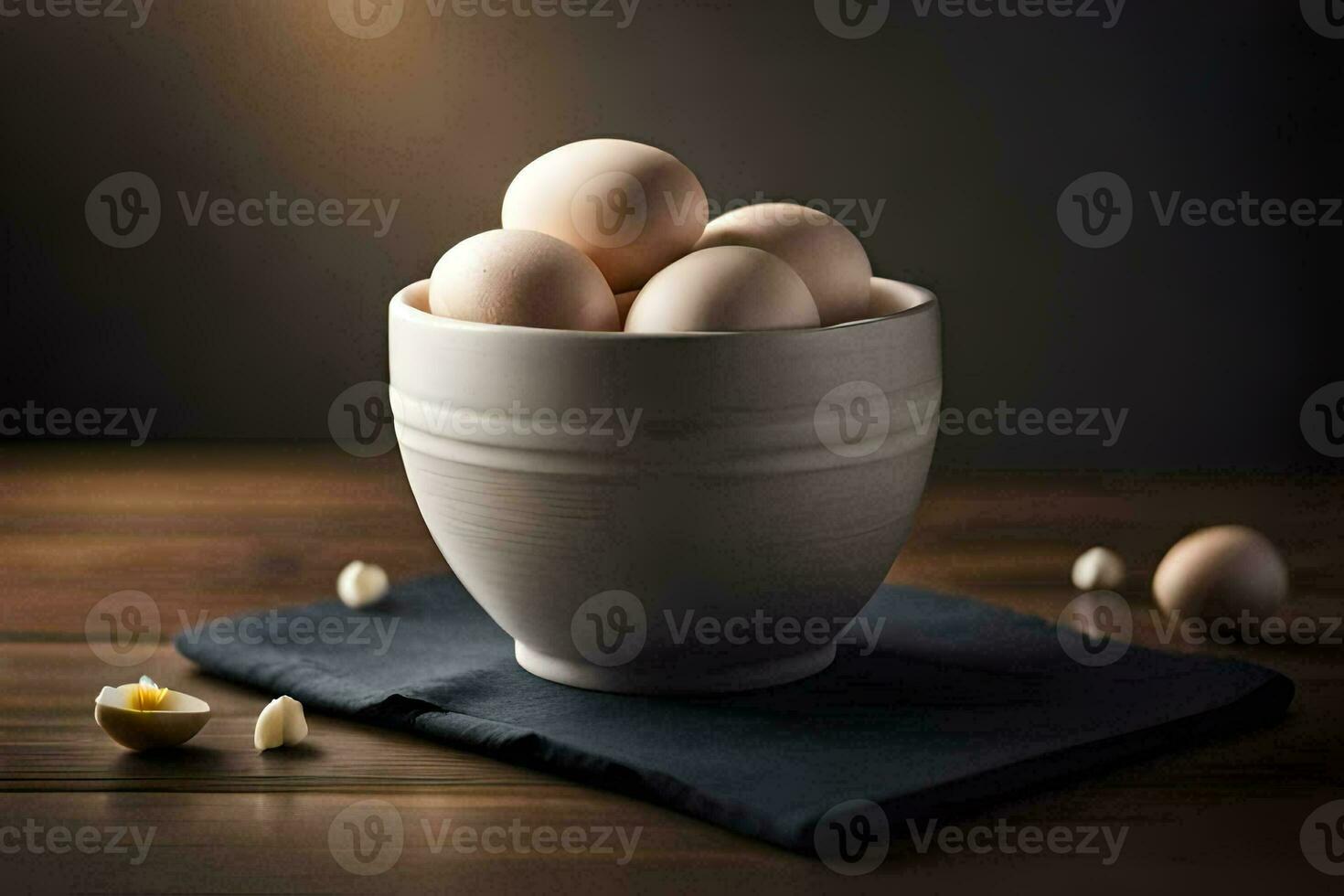 un' ciotola di uova su un' tavolo. ai-generato foto