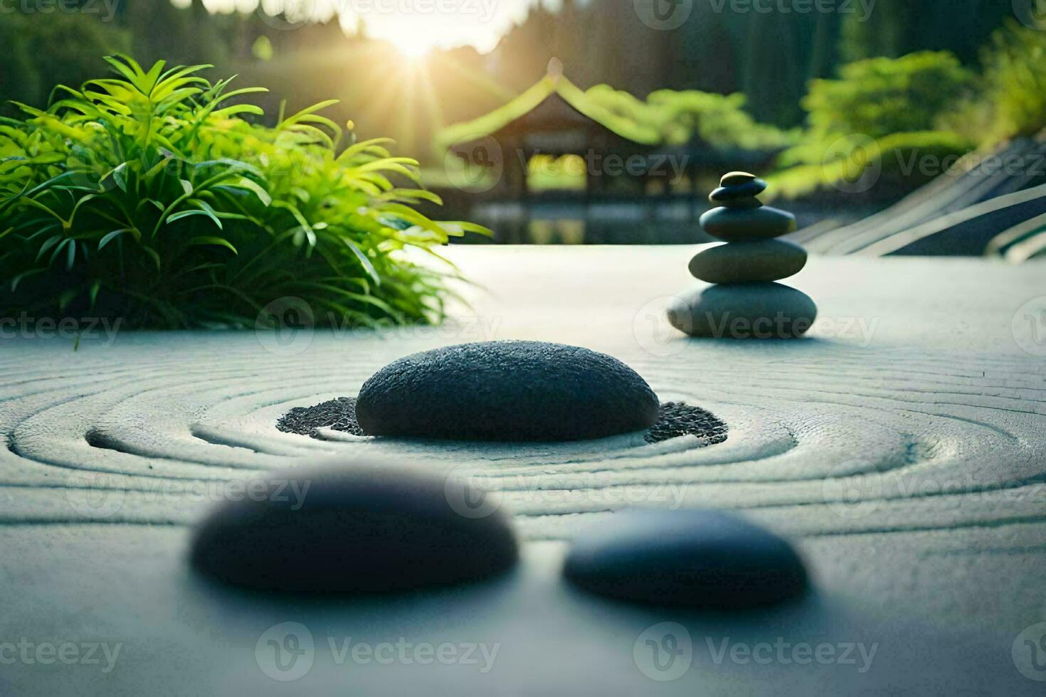 zen giardino nel il parco. ai-generato foto