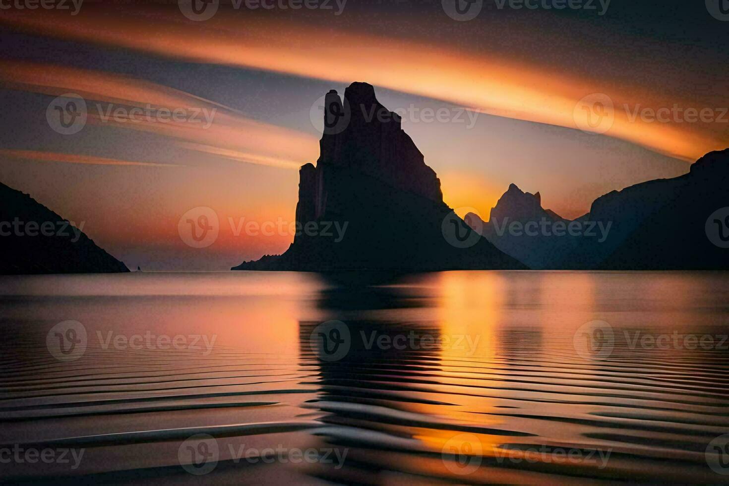 tramonto al di sopra di il montagne nel Norvegia. ai-generato foto