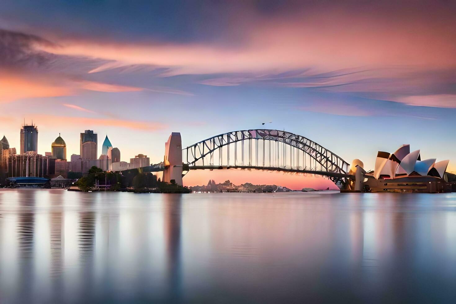 il sydney orizzonte a tramonto. ai-generato foto