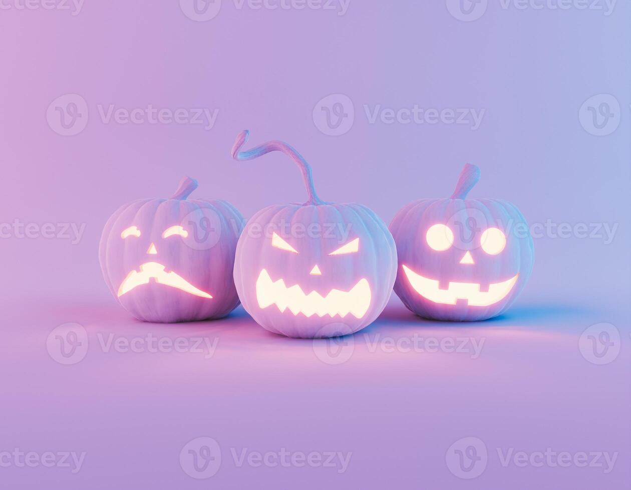 zucche di halloween con luce al neon foto