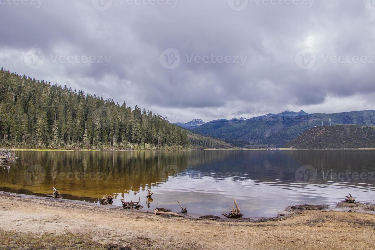 lago nel parco nazionale di pudacuo a shangri la, provincia dello yunnan, cina foto