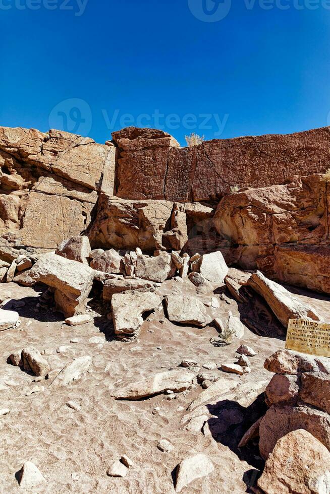 erba buenas archeologico luogo - chile. grotta dipinti - atacama deserto. san pedro de atacama. foto