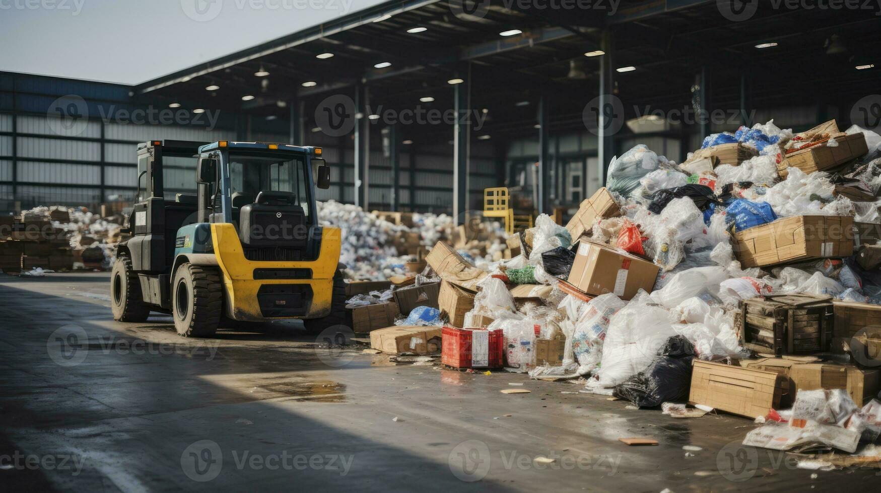 a partire dal rifiuto per di valore. discarica e raccolta differenziata centro pieno con smistato spazzatura quello è pronto per raccolta differenziata. generativo ai foto