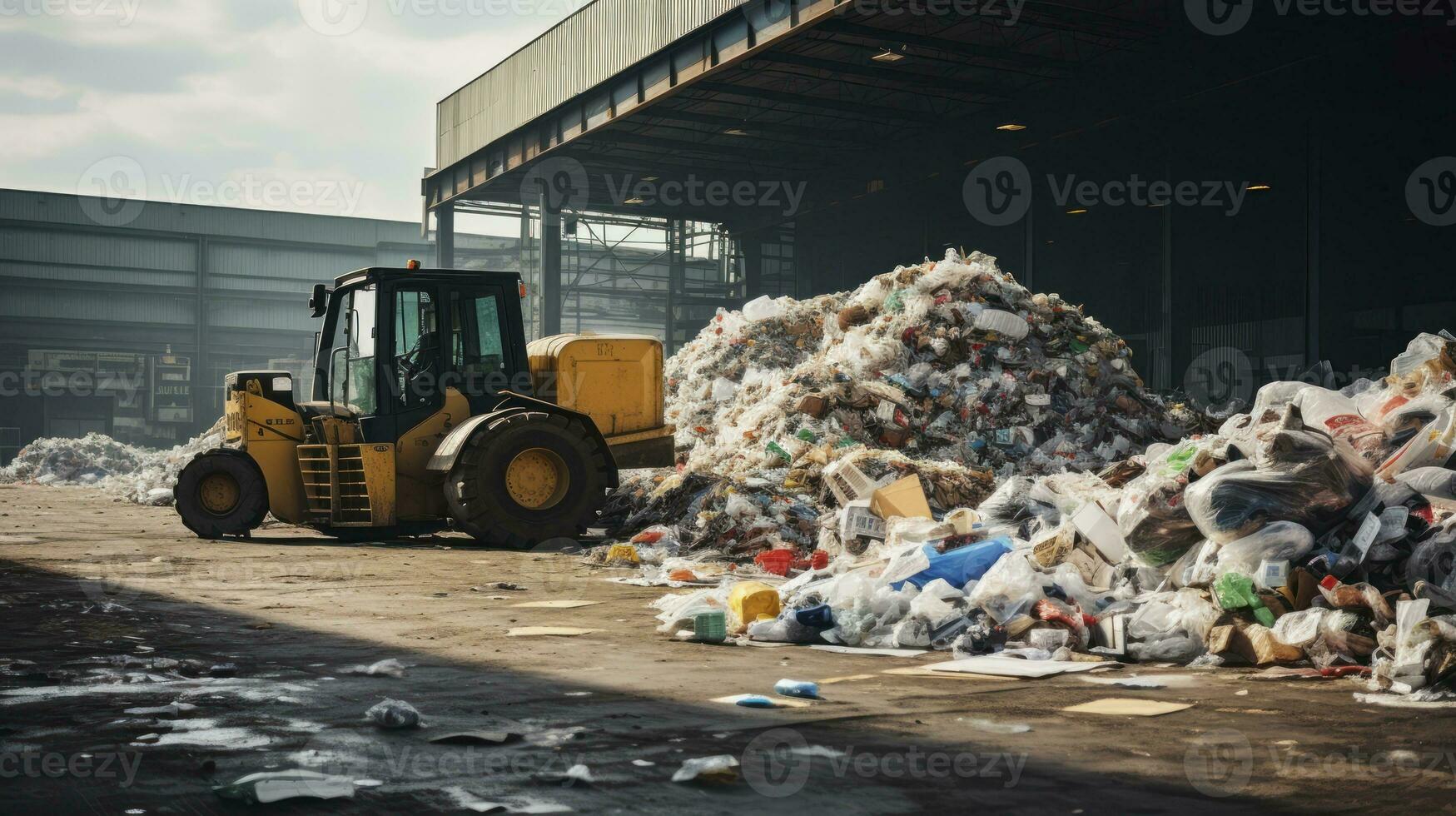 il trasformazione viaggio a un' su vasta scala discarica e raccolta differenziata centro. generativo ai foto