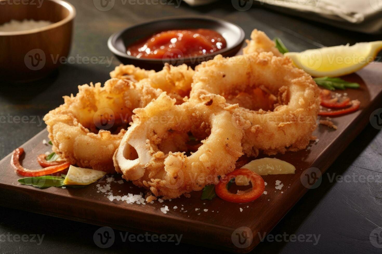 fritte calamari Farina è pronto per essere servito ai generato foto