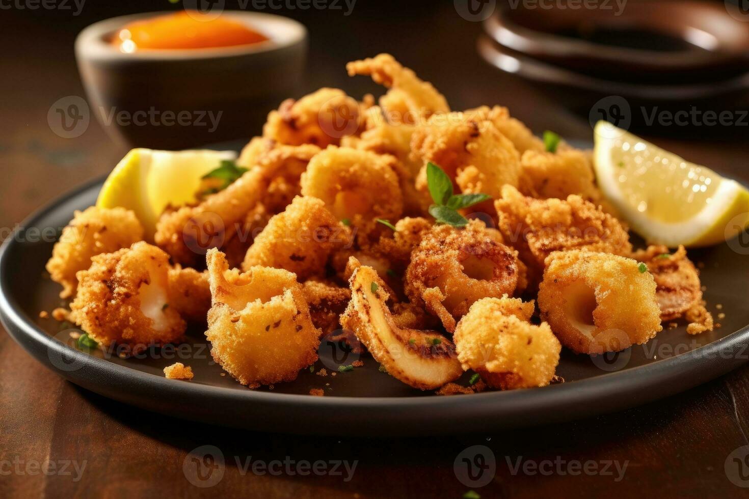 fritte calamari Farina è pronto per essere servito ai generato foto